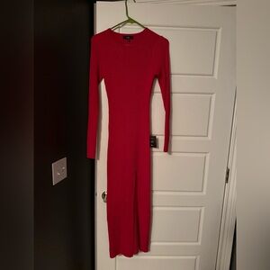 Lulus Red Ribbed Sweater dress Brand new